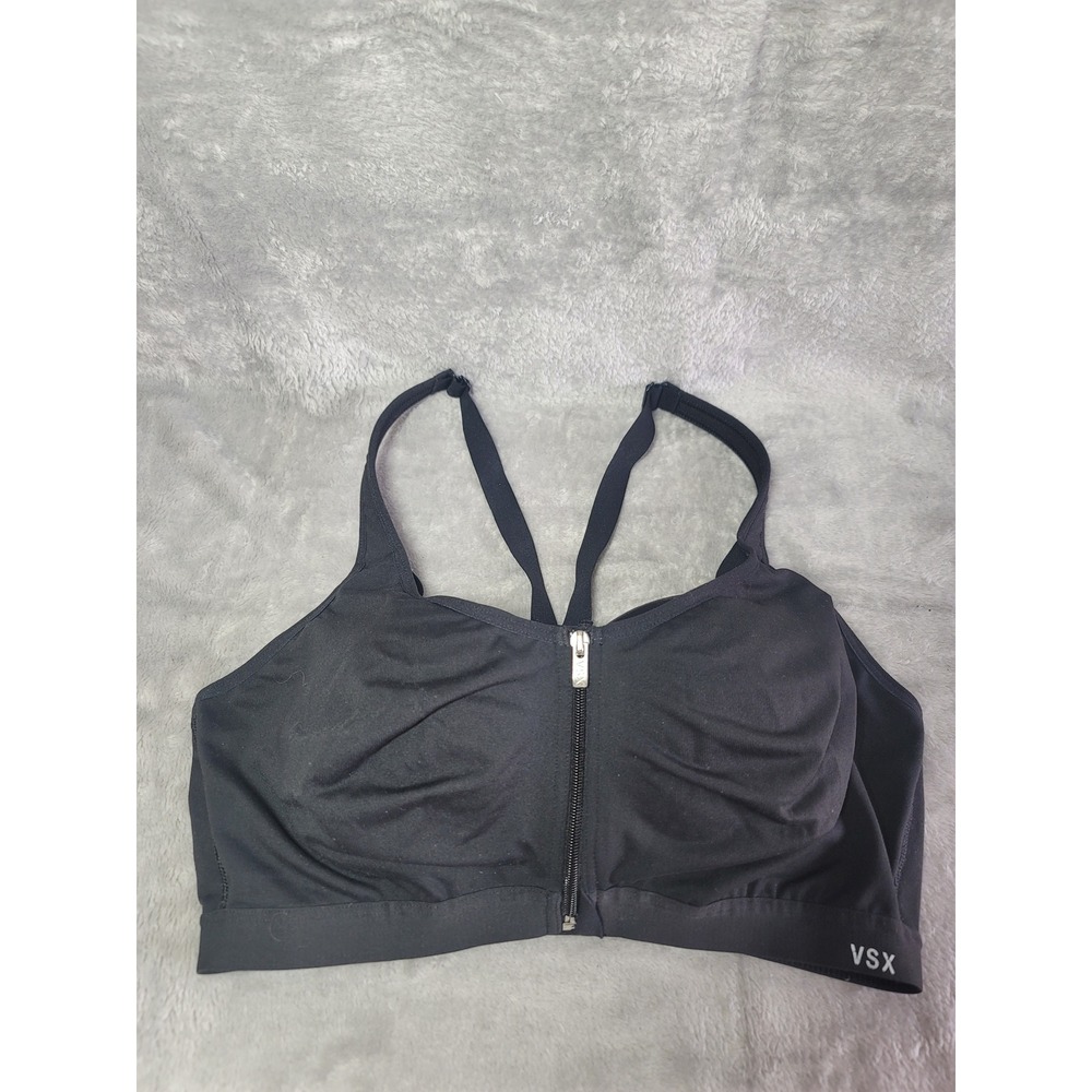 Victorias Secret VSX Sport Front Zip and Closure Underwire Sports Bra Black 38C